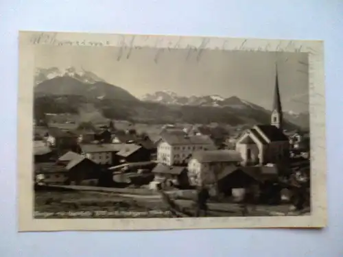 Bergen / Chiemgau mit Hochfelln & Hochgern - Panorama - Bayern (vor 1946 gelaufen) Ansichtskarte