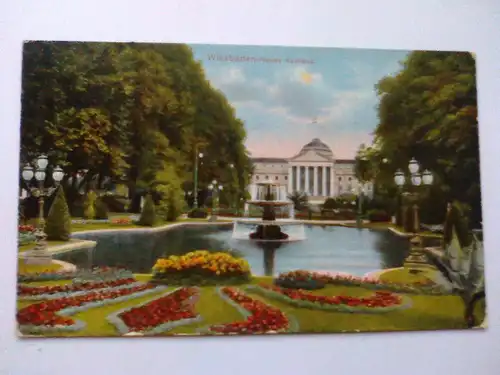 Wiesbaden - Neues Kurhaus - Brunnen etc. - Hessen (vor 1946 gelaufen) Ansichtskarte