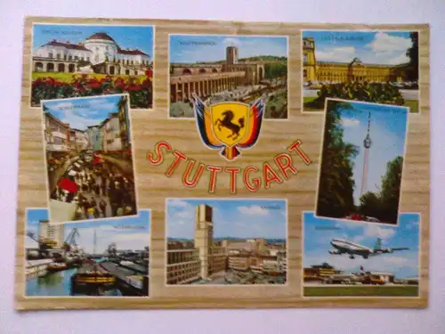 Stuttgart - Schloss Schösser Hbf Flughafen Neckarhafen etc. Mehrbildkarte - Baden-Württemberg (1978 gelaufen, aber inzwischen ohne Briefmarke) Ansichtskarte