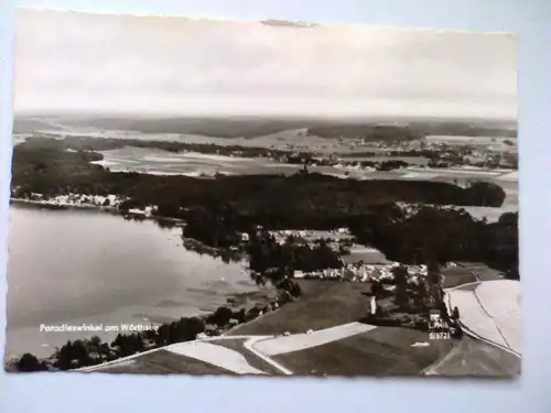 Seefeld / Starnberg - Paradieswinkel am Wörthsee - Luftaufnahme Woerthsee - Bayern (ungelaufen, klebte aber in einem dunklen Album) Ansichtskarte