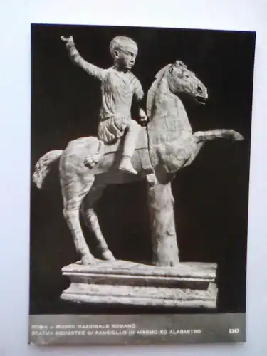 Rom - Nationalmuseum - Reiter - Skulptur - Equestre di Fanciullo - Italien (ungelaufen, mit Stempel) Postkarte / Ansichtskarte