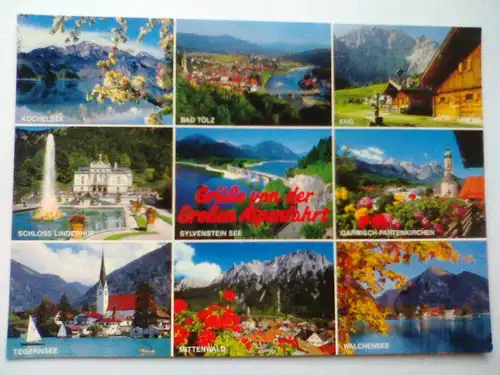 Alpen - Grüße von der Großen Alpenfahrt - Schloss Linderhof Eng etc. Mehrbildkarte von der Grossen Alpenfahrt - Große Alpenfahrt Schloß - Bayern (ungelaufen) Ansichtskarte