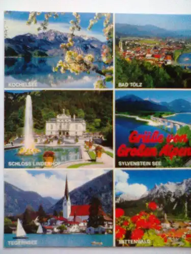 Alpen - Grüße von der Großen Alpenfahrt - Schloss Linderhof Eng etc. Mehrbildkarte von der Grossen Alpenfahrt - Große Alpenfahrt Schloß - Bayern (ungelaufen) Ansichtskarte
