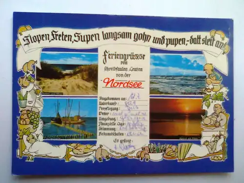Nordsee - Feriengrüsse von schreibfaulen Leuten von der Nordsee - Mehrbildkarte (1987 gelaufen) Ansichtskarte