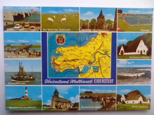 Eiderstedt - Ferienland Halbinsel Eiderstedt - Westerhever Leuchtturm etc. Mehrbildkarte - Schleswig-Holstein (1987 gelaufen) Ansichtskarte
