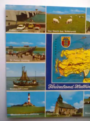 Eiderstedt - Ferienland Halbinsel Eiderstedt - Westerhever Leuchtturm etc. Mehrbildkarte - Schleswig-Holstein (1987 gelaufen) Ansichtskarte