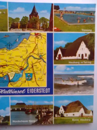 Eiderstedt - Ferienland Halbinsel Eiderstedt - Westerhever Leuchtturm etc. Mehrbildkarte - Schleswig-Holstein (1987 gelaufen) Ansichtskarte