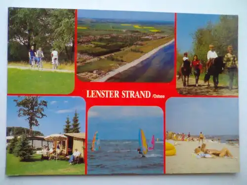 Grömitz - Lenster Strand / Ostsee - Ostseeheilbad Groemitz - Surfer Pferd Pferde etc. Mehrbildkarte - Schleswig-Holstein (vor 1994 gelaufen) Ansichtskarte