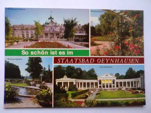 Bad Oeynhausen - So schön ist es im Staatsbad Oeynhausen - Wandelhalle Kurhaus-Casino etc. Mehrbildkarte - Nordrhein-Westfalen (ungelaufen, aber beschrieben) Ansichtskarte