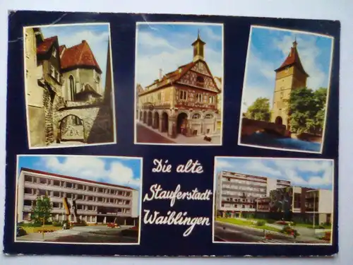 Waiblingen im Remstal - Die alte Stauferstadt Waiblingen - Rathaus Rathäuser Rathaeuser etc. Mehrbildkarte - Baden-Württemberg (1975 gelaufen) Ansichtskarte
