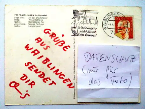 Waiblingen im Remstal - Die alte Stauferstadt Waiblingen - Rathaus Rathäuser Rathaeuser etc. Mehrbildkarte - Baden-Württemberg (1975 gelaufen) Ansichtskarte