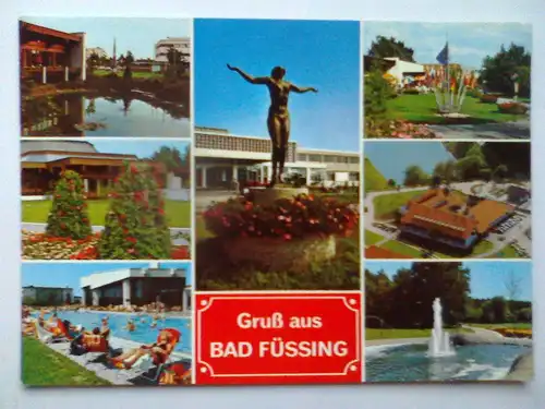 Bad Füssing - Gruß aus Bad Fuessing - Springbrunnen etc. Mehrbildkarte - Bayern (1993 gelaufen) Ansichtskarte