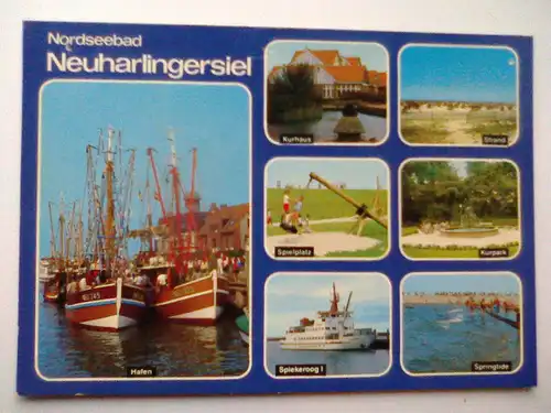 Neuharlingersiel - Nordseebad - Hafen Schiff Spiekeroog I Schiffe etc. Mehrbildkarte - Niedersachsen (ca. 1993 gelaufen, 2 kleine Löcher oben) Ansichtskarte