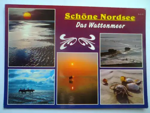 Nordsee - Wattenmeer - Schöne Nordsee - Das Wattenmeer - Sonnenuntergang etc. Mehrbildkarte (gelaufen) Ansichtskarte