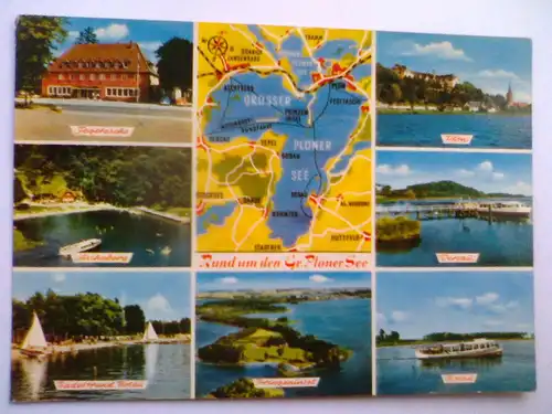 Plön - Rund um den Großen Plöner See - Bosau etc. Mehrbildkarte - Ploen Ploener See Schleswig-Holstein (1968 gelaufen) Ansichtskarte
