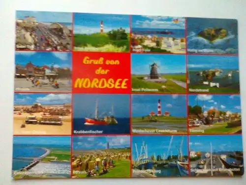 Nordsee - Gruß von der Nordsee - Schiff Schiffe Leuchtturm Leuchttürme Leuchttuerme etc. Mehrbildkarte (1999 gelaufen) Ansichtskarte