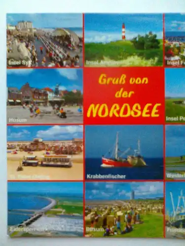 Nordsee - Gruß von der Nordsee - Schiff Schiffe Leuchtturm Leuchttürme Leuchttuerme etc. Mehrbildkarte (1999 gelaufen) Ansichtskarte