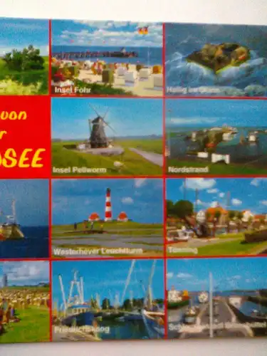 Nordsee - Gruß von der Nordsee - Schiff Schiffe Leuchtturm Leuchttürme Leuchttuerme etc. Mehrbildkarte (1999 gelaufen) Ansichtskarte