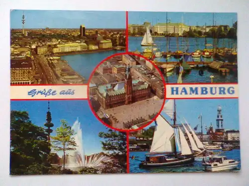 Hamburg - Grüße aus Hamburg - Boot Boote etc. Mehrbildkarte (1987 gelaufen) Ansichtskarte