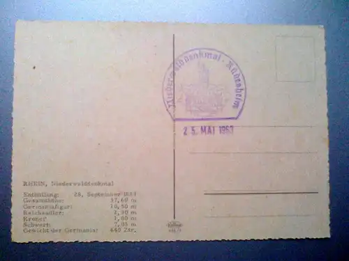 Niederwalddenkmal / Rüdesheim am Rhein - Ruedesheim (ungelaufen, Stempel von 1963) Ansichtskarte