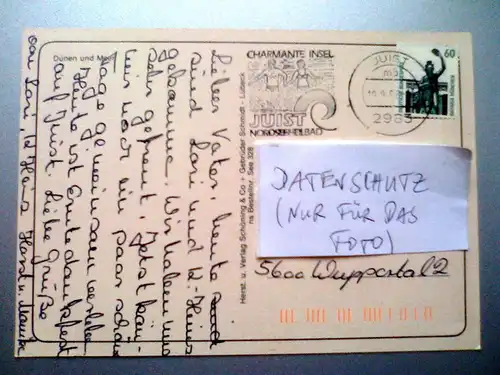 Dünen und Meer - Stempel Juist - Niedersachsen (vor 1994 gelaufen) Ansichtskarte