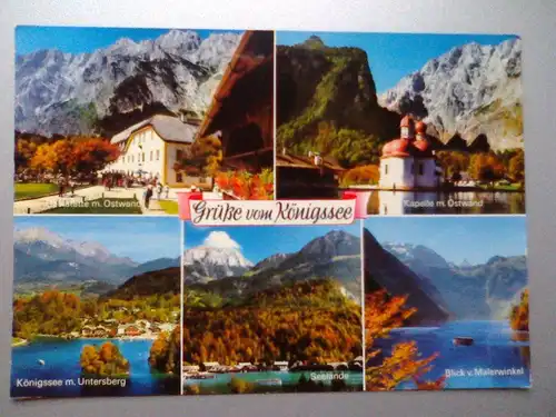 Königssee - Grüße vom Koenigssee - Kapelle Gaststätte etc. Mehrbildkarte (gelaufen) Ansichtskarte