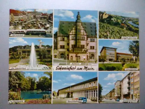 Schweinfurt am Main - Rathaus Hbf etc. Mehrbildkarte (1970 gelaufen) Ansichtskarte