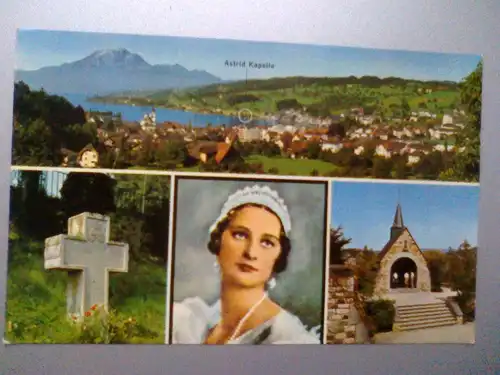 Küssnacht am Rigi mit Pilatus - Astridkapelle - Astrid von Schweden etc. Mehrbildkarte - Kuessnacht Schweiz (ungelaufen) Ansichtskarte