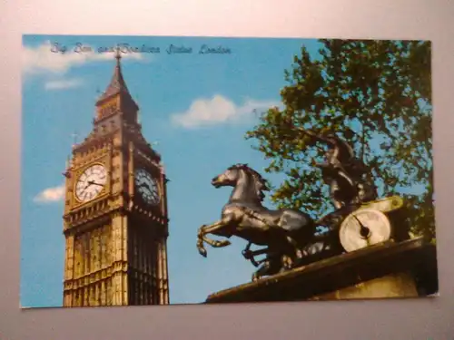 London - Big Ben und Boadicea Statue London - Turm - England (ungelaufen) Ansichtskarte
