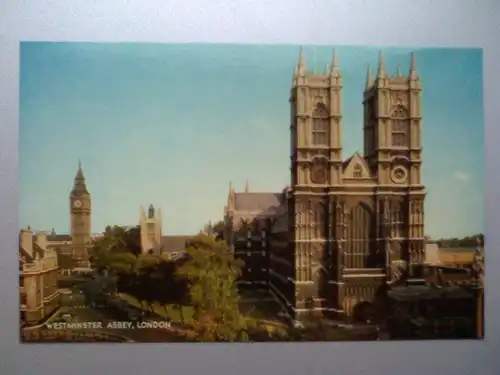 London - Westminster Abbey (und Big Ben) - Turm - England (ungelaufen, aber beschrieben) Ansichtskarte