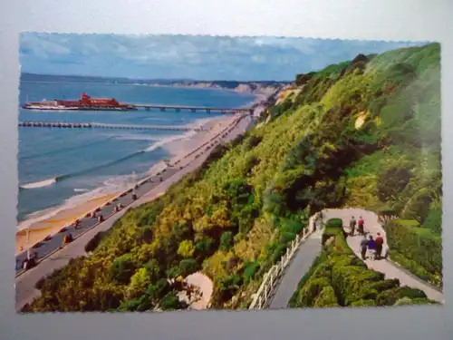 Bournemouth - Zig Zag Path and Bay - Zick-Zack-Pfad und Bucht - Dorset England (gelaufen, inzwischen ohne Briefmarke) Ansichtskarte