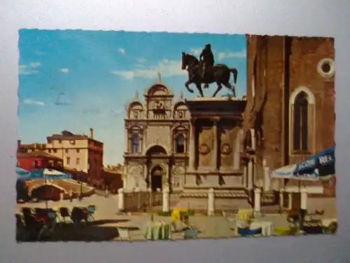 Venedig - Colleoni Denkmal - Standbild des Colleoni - Venezia Italien (196X gelaufen) Ansichtskarte