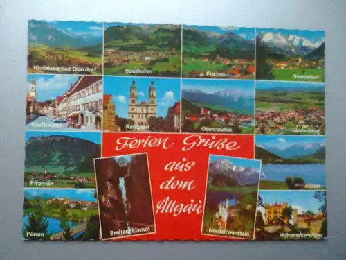 Allgäu - Ferien Grüße aus dem Allgaeu - Mehrbildkarte (1971 gelaufen, inzwischen ohne Briefmarke) Ansichtskarte