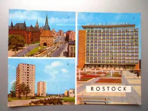 Rostock - Steintor Ziolkowskistraße Haus der Schiffahrt / Schifffahrt - Mehrbildkarte (1972 gelaufen) Ansichtskarte