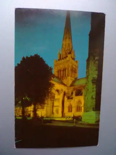 Chichester - Kathedrale / Cathedral im Flutlicht (bei Nacht) - West Sussex England (ungelaufen) Ansichtskarte