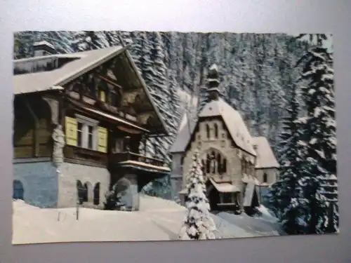 Semmering - Kircherl am Hochweg im Winter - Niederösterreich Österreich (1958 gelaufen, 2 Seiten beschnitten) Ansichtskarte