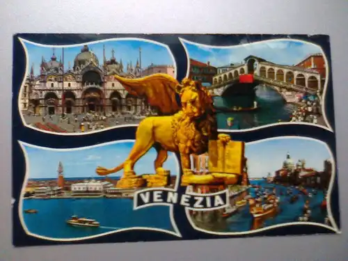 Venedig - Venezia - Markuslöwe Gondel Gondola Gondolieri etc. Mehrbildkarte - Markusloewe - Italien (1970 gelaufen) Ansichtskarte