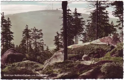 Nußhardt / Fichtelgebirge - Blick zum Ochsenkopf - Nordostbayern (1961 gelaufen, Stempel Vorderseite) AK Ansichtskarte