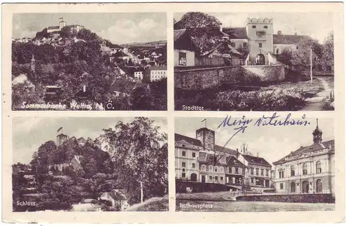 AK Weitra - Schloss etc. - Niederösterreich (1953 gelaufen, Schrift Vorderseite) AK Ansichtskarte