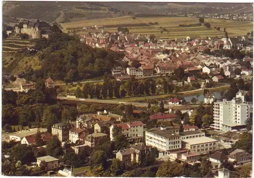 AK Bad Münster am Stein-Ebernburg / Bad Kreuznach - Luftaufnahme Fliegeraufnahme - Rheinland-Pfalz (1972 gelaufen, ohne BM, Ecken bestoßen) AK Ansichtskarte