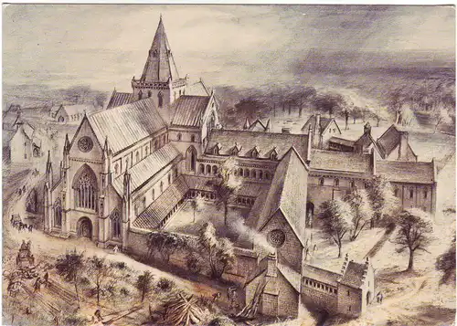 AK Dryburgh Abbey nach Zeichnung von Alan Sorrell - Schottland (ungelaufen) AK Ansichtskarte