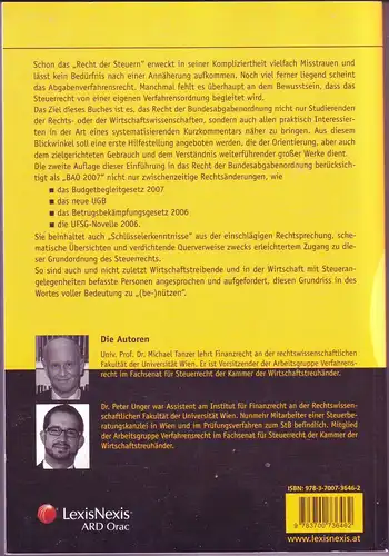 Tanzer, Michael; Unger, Peter: BAO 2007 - Einführung und Kurzkommentar zur Bundesabgabenordnung (mit zahlreichen höchstgerichtlichen Erkenntnissen). 