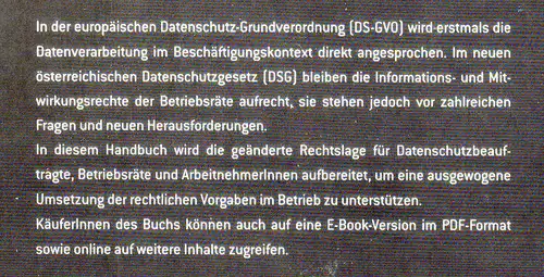 Riesenecker-Caba, Thomas: Beschäftigtendatenschutz - Handbuch für die betriebliche Praxis. 
