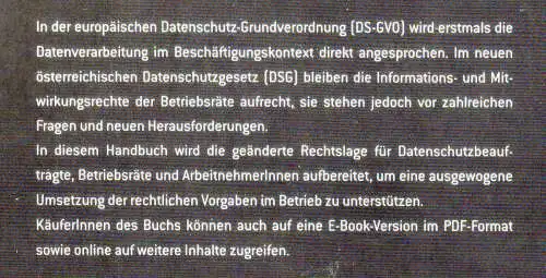 Riesenecker-Caba, Thomas: Beschäftigtendatenschutz - Handbuch für die betriebliche Praxis. 