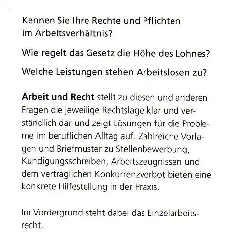 Schürer, Hans Ueli; Wanner, Marianne: Arbeit und Recht (Buch für Arbeitnehmende, Personalverantwortliche, Vorgesetzte und Personen in der beruflichen Weiterbildung im Bereich Human Resources). 