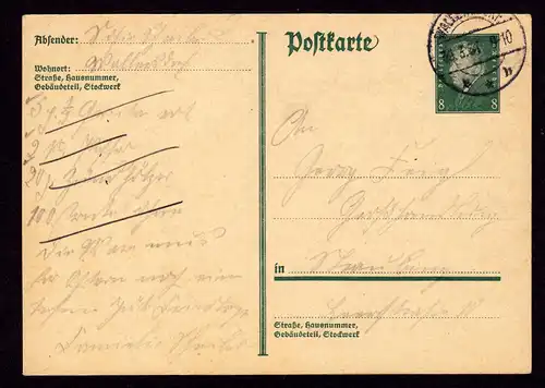 DR Postkarte P181 von WALLERSDORF nach Straubing - 30.3.31