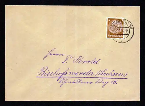 DR Brief von  HAMBURG 36 nach Bischofswerda - 29.6.36  mit Mi.513