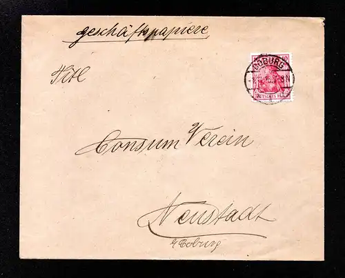 DR Geschäftsbrief von COBURG nach Neustadt - gestempelt: 1.11.16 mit Mi.86