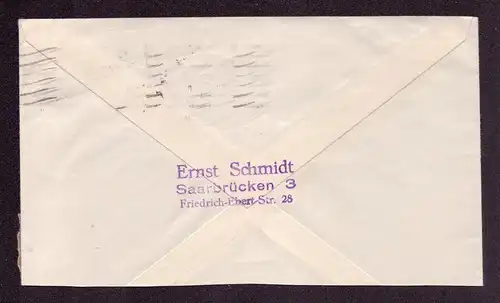 Deutsches Reich Brief von SAARBRÜCKEN nach Ulm mit Mi.567 und MWS  "Deutsch ist die Saar"   gestempelt: 2.4.35 (Brief ist unten beschnitten)