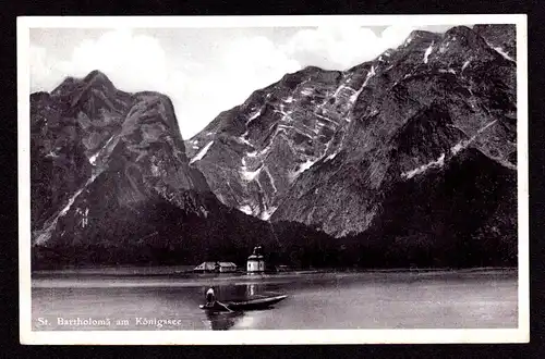 Deutsches Reich  Ansichtskarte von KÖNIGSSEE (OBY) BERCHTESGADEN nach Ramsau mit Mi.516 und MWS "JEDER Volksgenosse Rundfunkhörer" (zusätzlicher Stp. St. Bartholomae am Königssee)  gestempelt: 16.8.37